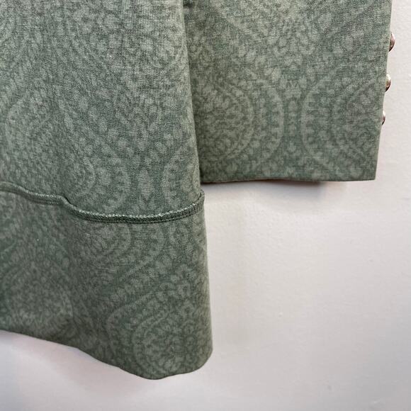 Soft Surroundings Cowl Neck Seam Detail Tunic Top Paisley Boho Olive Green M New - Picture 9 of 13